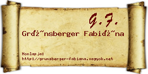 Grünsberger Fabiána névjegykártya